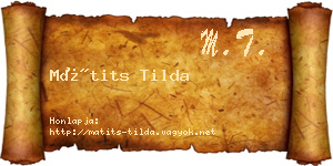Mátits Tilda névjegykártya